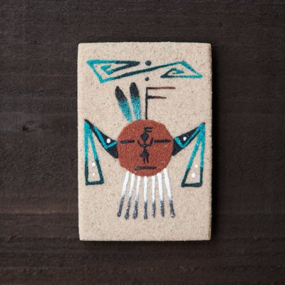 画像1: アメリカインディアン ナバホ族 サンドペイント・砂絵 マグネット/Americn Indian Navajo Sandpainting Magnet