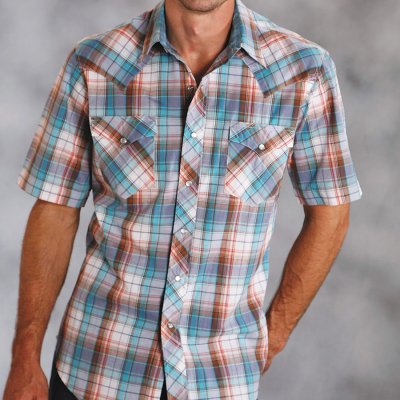 画像2: ローパー ウエスタンシャツ（ターコイズ・デニム・ブラウン/半袖）L/Roper Short Sleeve Western Shirt