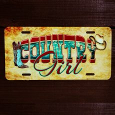 画像1: カントリー ガール ウエスタンブーツ＆カウガールハット ライセンスプレート/License Plate Cowntry Girl Western Boot&Cowgirl Hat (1)