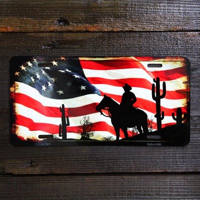 画像1: アメリカン カウボーイ ライセンスプレート ナンバープレート / Amercan Cowboy Metal License Plate