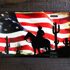 画像2: アメリカン カウボーイ ライセンスプレート ナンバープレート / Amercan Cowboy Metal License Plate (2)