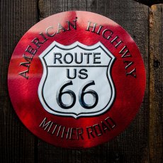 画像1: ルート66 アメリカン ハイウェイ メタルサイン/Metal Sign Route 66 AMERICAN HIGHWAY (1)