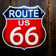 画像1: アメリカン ハイウェイ ルート66 メタルサイン/Metal Sign Route 66  (1)