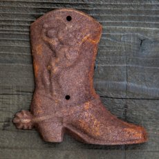 画像1: ウエスタン ウォールデコ ラストアイアン ウエスタンブーツ/Iron Wall Decor (Rust Western Boot) (1)