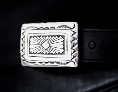 画像2: ナバホ スターリング シルバー ハンドメイド ベルト バックル/Navajo Handmade Belt Buckle (2)