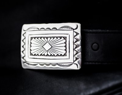 画像2: ナバホ スターリング シルバー ハンドメイド ベルト バックル/Navajo Handmade Belt Buckle