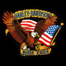 画像2: ハーレーダビッドソン アメリカンイーグル&アメリカ国旗 刺繍ワッペン/Harley Davidson American Eagle&U.S.Flag Patch (2)