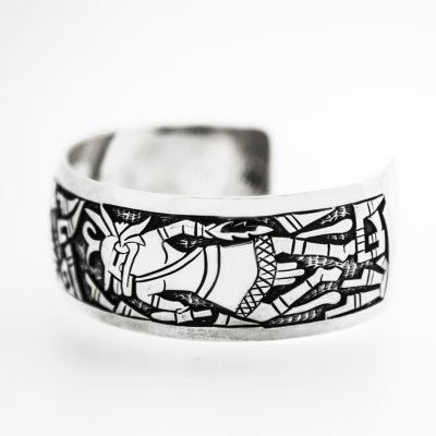 画像2: アメリカインディアン ホピ族 スターリングシルバー オーバーレイ ハンドメイド ブレスレット/Hopi Sterling Silver Overlay Bracelet