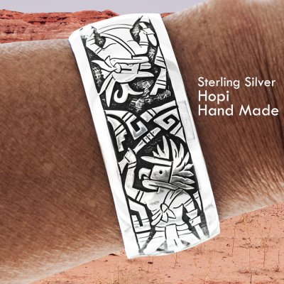 画像1: アメリカインディアン ホピ族 スターリングシルバー オーバーレイ ハンドメイド ブレスレット/Hopi Sterling Silver Overlay Bracelet