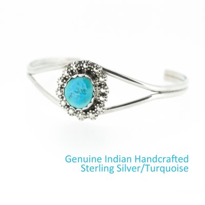 画像1: ナバホ ターコイズ スターリングシルバー ハンドメイド ブレスレット/Navajo Turquoise Sterling Silver Bracelet