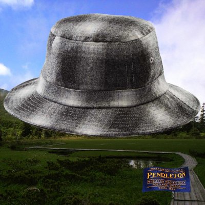画像1: ペンドルトン バケット ハット（ブラック・チャコール）/Pendleton Plaid Bucket Hat
