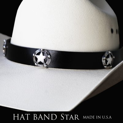 画像1: スターコンチョ レザー ハット バンド（ブラック）/Leather Hat Band(Star Concho Black)