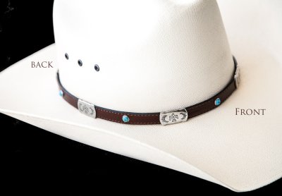 画像3: レザー ハット バンド サンダーバード&ターコイズ（ブラウン）/Hat Band Leather w/Thunderbird Conchos&Turquoise Accent(Brown)