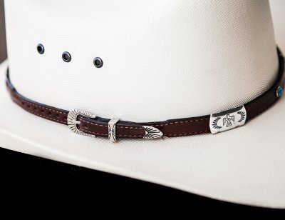 画像2: レザー ハット バンド サンダーバード&ターコイズ（ブラウン）/Hat Band Leather w/Thunderbird Conchos&Turquoise Accent(Brown)