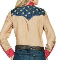 画像3: スカリー アメリカンフラッグ ピックステッチ ウエスタン シャツ（長袖）L・XL/Scully Ladies Pick Stitch Patriotic Blouse (3)