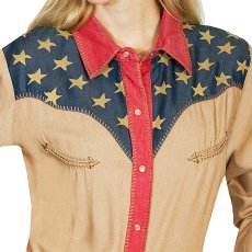 画像2: スカリー アメリカンフラッグ ピックステッチ ウエスタン シャツ（長袖）L・XL/Scully Ladies Pick Stitch Patriotic Blouse (2)