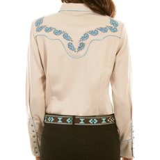 画像4: スカリー ブルースクロール刺繍 ラインストーン ウエスタン シャツ（長袖/タン）M/Scully Long Sleeve Western Shirt(Women's) (4)