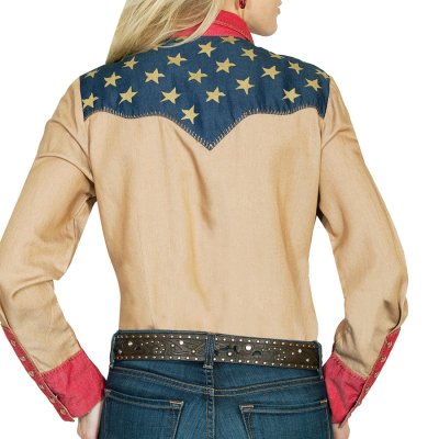 画像3: スカリー アメリカンフラッグ ピックステッチ ウエスタン シャツ（長袖）L・XL/Scully Ladies Pick Stitch Patriotic Blouse