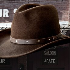 画像2: スタッズ ブラウンハットバンド シェイパブルブリム ウール ウエスタンハット（ブラウン）/Western Wool Hat(Brown) (2)