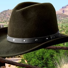 画像2: スタッズ ブラックハットバンド シェイパブルブリム ウール ウエスタンハット（モス）/Western Wool Hat(Moss) (2)