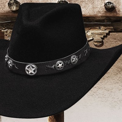 画像1: ファイブスター ウール カウボーイ ハット（ブラック）/Western Wool Felt Hat(Black)