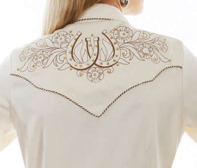 画像3: スカリー ローズ&ホースシュー刺繍 ラインストーン ウエスタン シャツ(長袖/クリーム)/Scully Long Sleeve Western Shirt(Women's)