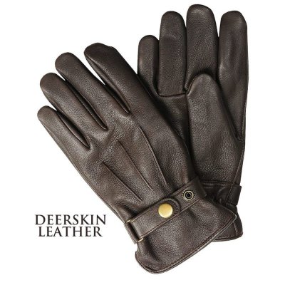 画像1: ディアースキン・鹿革 レザー グローブ（ブラウン・シンサレートライニングつき）S/Deerskin Leather Gloves(Brown)