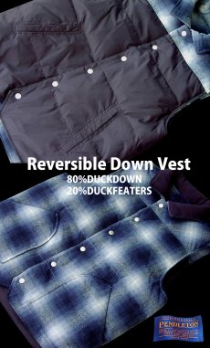 画像2: ペンドルトン リバーシブル ダウン ベスト(ブルー・ネイビー）S/Pendleton Reversible Down Vest(Blue/Navy) (2)