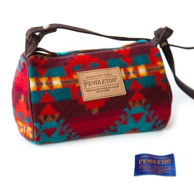 画像1: ペンドルトン トラベル キット バッグ・ドップ バッグ（バーガンディー・ターコイズ・レッド）/Pendleton Travel Kit Dopp Bag With Strap