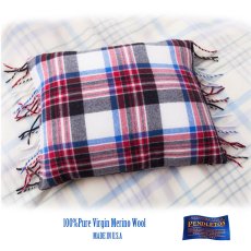 画像1: ペンドルトン フリンジ メリノウール＆ダックフェザー ピロー アメリカーナプラッド/Pendleton Pillow(Americana Plaid) (1)