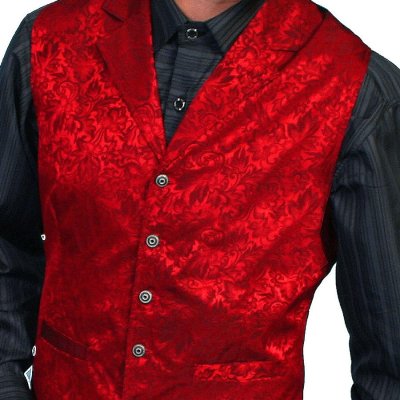 画像1: ワーメーカー シルク ベスト（フローラルレッド）/Wah Maker Old West Vest(Red)