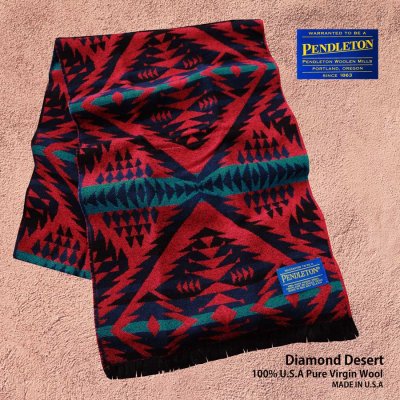 画像1: ペンドルトン ピュアーヴァージンウール ジャガードマフラー（レッドダイヤモンドデザート）/Pendleton Jacquard Muffler(Red Diamond Desert)