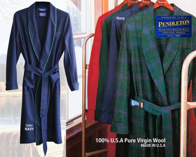 画像3: ペンドルトン ピュアーバージン ウール ローブ・ガウン（ネイビー）S/Pendleton Washable Whisper Wool Robe(Navy)