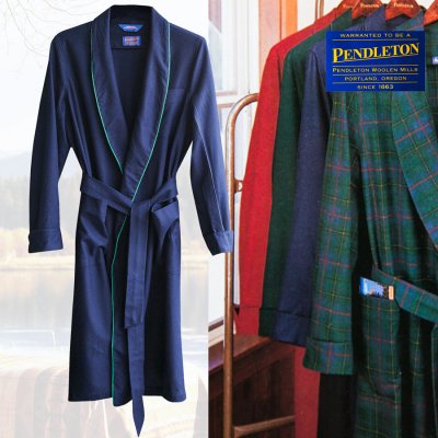 画像1: ペンドルトン ピュアーバージン ウール ローブ・ガウン（ネイビー）S/Pendleton Washable Whisper Wool Robe(Navy)