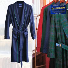 画像1: ペンドルトン ピュアーバージン ウール ローブ・ガウン（ネイビー）S/Pendleton Washable Whisper Wool Robe(Navy) (1)