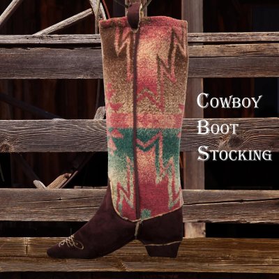 画像1: カウボーイ ブーツ ストッキング（インテリア）/Cowboy Boot Stocking