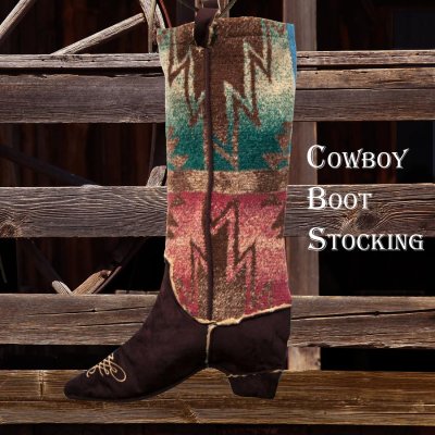 画像1: カウボーイ ブーツ ストッキング（インテリア）/Cowboy Boot Stocking