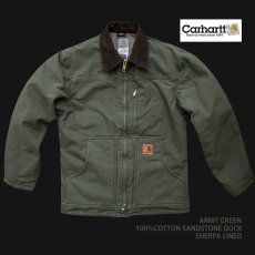 画像2: カーハート シェルパラインド サンドストーン リッジ コート（C61 アーミーグリーン）S/Carhartt Sherpa Lined Sandstone Ridge Coat(Army Green) (2)