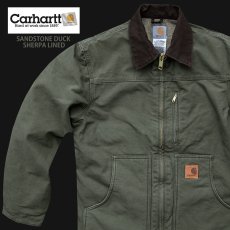 画像1: カーハート シェルパラインド サンドストーン リッジ コート（C61 アーミーグリーン）S/Carhartt Sherpa Lined Sandstone Ridge Coat(Army Green) (1)