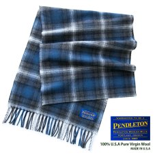 画像1: ペンドルトン ピュアバージンウール マフラー（ブルー・グレー）/Pendleton Whisperwool Muffler(Blue/Gray) (1)