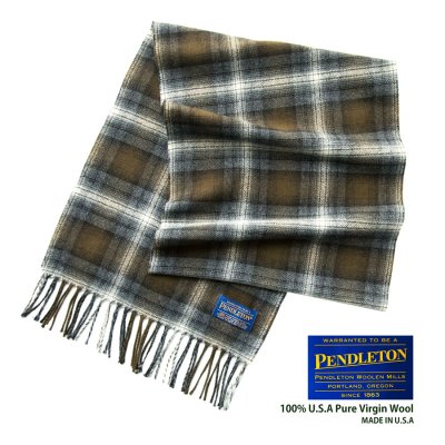 画像1: ペンドルトン ピュアバージンウール マフラー（ブラウン・ブラック）/Pendleton Whisperwool Muffler(Brown/Black)