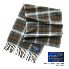 画像1: ペンドルトン ピュアバージンウール マフラー（ブラウン・ブラック）/Pendleton Whisperwool Muffler(Brown/Black) (1)