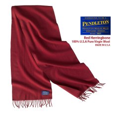 画像1: ペンドルトン ピュアバージンウール マフラー（バーガンディーレッド ヘリンボーン）/Pendleton Whisperwool Muffler Red Herringbone (1)