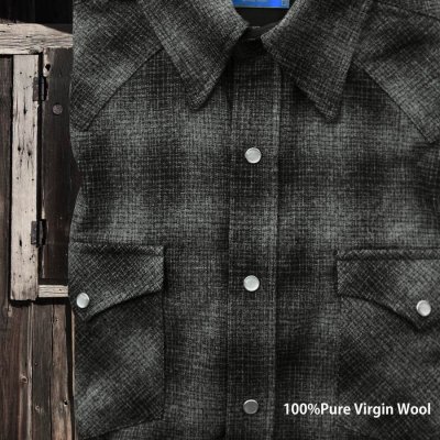 画像1: ペンドルトン  ウエスタンシャツ（ブラック チャコール）大きいサイズ XL（身幅約67cm）/Pendleton Western Shirt(Black Charcoal Shadow Plaid)