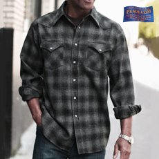 画像1: ペンドルトン  ウエスタンシャツ（ブラック チャコール）大きいサイズ XL（身幅約67cm）/Pendleton Western Shirt(Black Charcoal Shadow Plaid) (1)