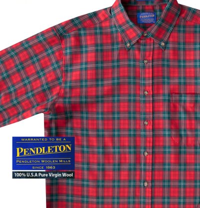 画像1: ペンドルトン サーペンドルトン ウールシャツ（レッド・グリーン・ホワイト）/Pendleton Sir Pendleton Wool Shirt(Red/Green/White)