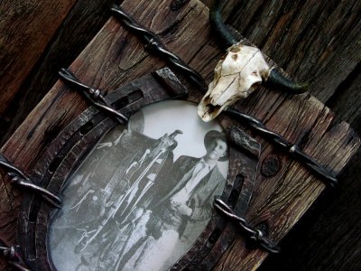 画像2: ウエスタン・ホースシュー&スカルフォトフレーム（写真立て）/Horseshoe Skull Photo Frame