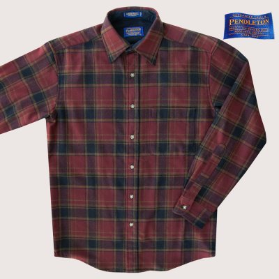画像1: ペンドルトン ウールシャツ ロッジシャツ バーガンディー・ブラックS/Pendleton Lodge Shirt