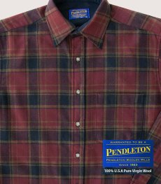 画像2: ペンドルトン ウールシャツ ロッジシャツ バーガンディー・ブラックS/Pendleton Lodge Shirt (2)
