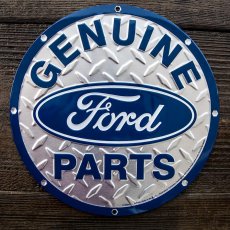 画像1: フォード モーターカンパニー エンボス ティンサイン メタルサイン 看板（シルバー・ブルー）/Ford Motor Company Embossed Metal Sign GENUINE Ford PARTS (1)